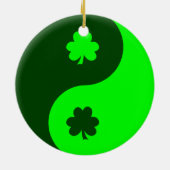 Lime Green Kleeblatt Yin Yang 2 Keramikornament (Hinten)