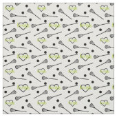 Lime Green Lacrosse Sticks und Herzmuster Stoff (Muster)