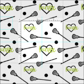 Lime Green Lacrosse Sticks und Herzmuster Stoff (Kachel)