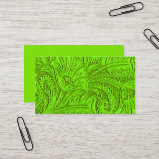 Lime Green Leather Print Business Cards Visitenkarte (Vorderseite/Rückseite Beispiel)