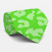 Lime Green Leopard Print Skin Krawatte (Gerollt)