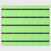 Lime Green LG Zickzack Navy Blue Name Monogram Geschenkpapier (Flach)