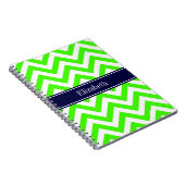 Lime Green LG Zickzack Navy Blue Name Monogram Notizblock (Rechte Seite)