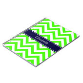 Lime Green LG Zickzack Navy Blue Name Monogram Notizblock (Linke Seite)