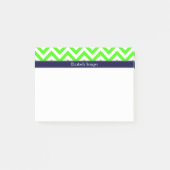 Lime Green LG Zickzack Navy Blue Name Monogram Post-it Klebezettel (Vorderseite)