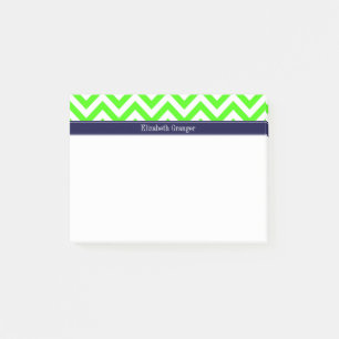 Lime Green LG Zickzack Navy Blue Name Monogram Post-it Klebezettel