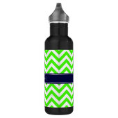 Lime Green LG Zickzack Navy Blue Name Monogram Trinkflasche (Rechts)