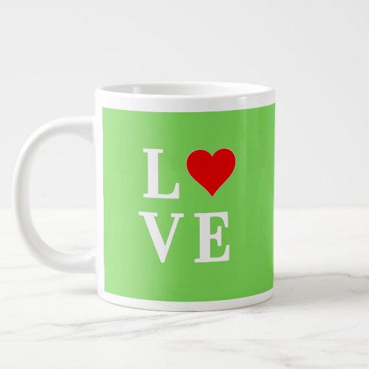 Lime Green LIEBE Modern stilvoll Jumbo-Tasse (Links)