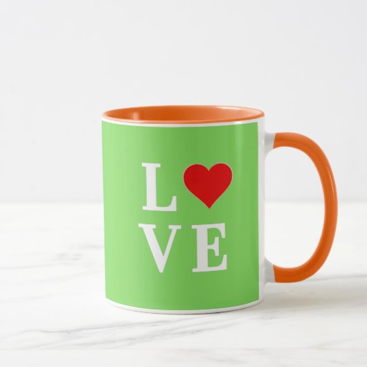 Lime Green LIEBE Modern stilvoll Tasse (Rechts)