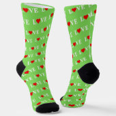 Lime Green LIEBE Pattern Modernes, Cooles Design Socken (Gewinkelt)