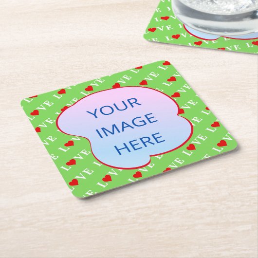 Lime Green LIEBE Rechteckiger Pappuntersetzer (angewinkelt)