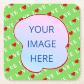 Lime Green LIEBE Rechteckiger Pappuntersetzer (Vorderseite)