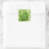 Lime Green LIEBE Wedding Rose Square Sticker (Tasche)