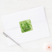 Lime Green LIEBE Wedding Rose Square Sticker (Umschlag)