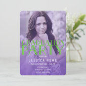 Lime Green Lila Graduate Party Graduate Foto Einladung (Stehend Vorderseite)