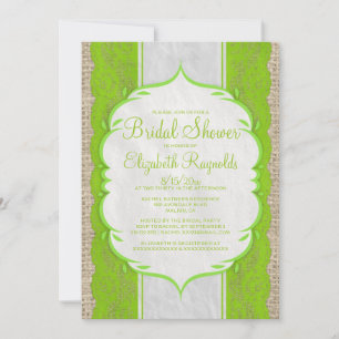 Lime Green Linen Burlap Lace Brautparty lädt ein Einladung