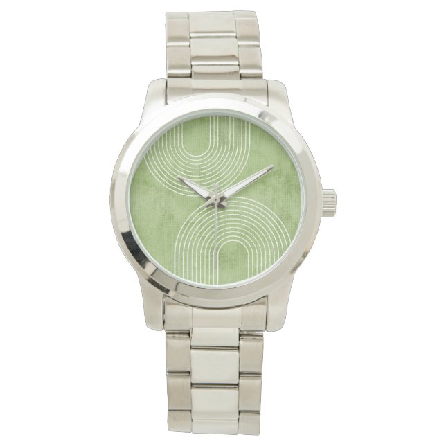 Lime Green Linen Minimalistisch Armbanduhr (Vorderseite)