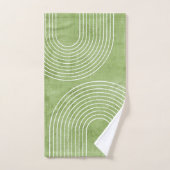 Lime Green Linen Minimalistisch Badhandtuch Set (Handtuch)