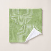Lime Green Linen Minimalistisch Badhandtuch Set (Waschlappen)