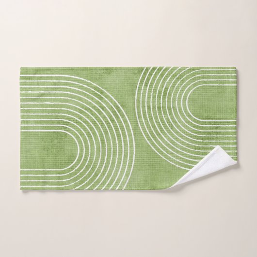 Lime Green Linen Minimalistisch Badhandtuch Set (Handtuch)