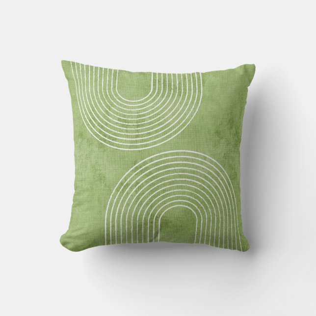 Lime Green Linen Minimalistisch Kissen (Vorderseite)