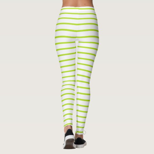 Lime Green Lines White Leggings (Rückseite)