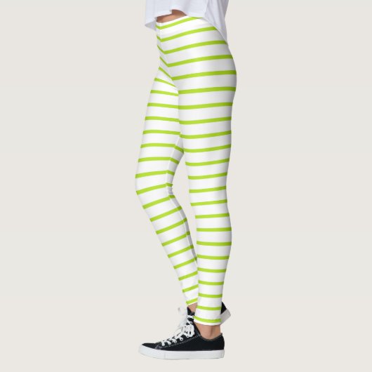 Lime Green Lines White Leggings (Links)