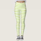 Lime Green Lines White Leggings (Vorderseite)