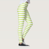 Lime Green Lines White Leggings (Rechts)