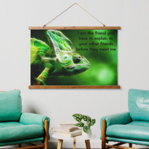 Lime Green Lizard Wandteppich Mit Holzrahmen