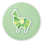 Lime Green Llama Door Pull Keramikknauf (Vorderseite)
