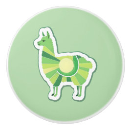 Lime Green Llama Door Pull Keramikknauf