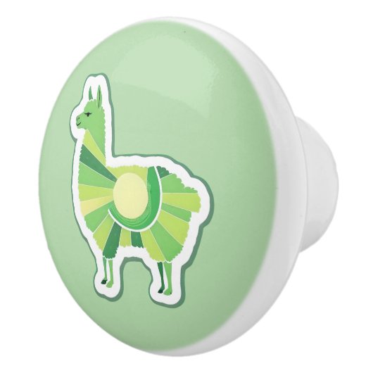 Lime Green Llama Door Pull Keramikknauf (Rechts)