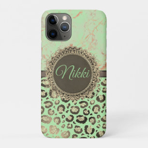 Lime Green Marble Glittery Leopard Case-Mate iPhone Hülle