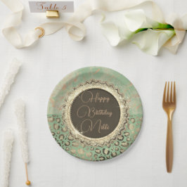 LIme Green Marble Glittery Leopard Geburtstag Pappteller