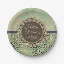 LIme Green Marble Glittery Leopard Geburtstag