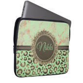 Lime Green Marble Glittery Leopard Laptopschutzhülle (Vorne Rechts)