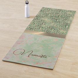 Lime Green Marble Glittery Leopard Namaste Yogamatte