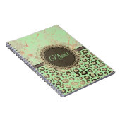 Lime Green Marble Glittery Leopard Notizblock (Rechte Seite)