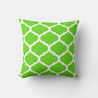 Lime Green marokkanische Quatrefolienmuster Kissen