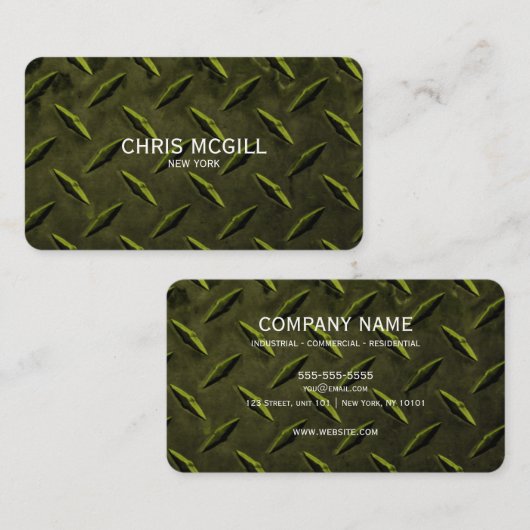 Lime Green Metal Textur Custom Construction Visitenkarte (Vorne/Hinten)