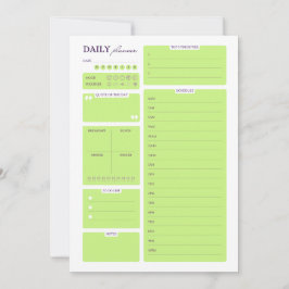 Lime Green Minimalist Daily Planner Template Feiertagskarte