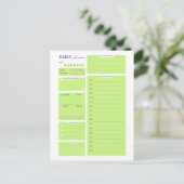 Lime Green Minimalist Daily Planner Template Postkarte (Stehend Vorderseite)