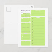 Lime Green Minimalist Daily Planner Template Postkarte (Vorne/Hinten)