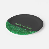Lime Green Modern Glam Sequins Chic Party Pappteller (Schrägansicht)