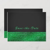 Lime Green Modern Glam Sequins Save the Date Ankündigungspostkarte (Vorne/Hinten)