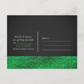 Lime Green Modern Glam Sequins Save the Date Ankündigungspostkarte (Rückseite)