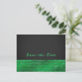 Lime Green Modern Glam Sequins Save the Date Ankündigungspostkarte (Stehend Vorderseite)