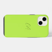 Lime Green Modern Monogram iPhone Hülle (Rückseite (Horizontal))