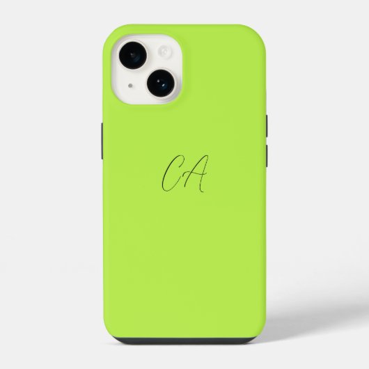Lime Green Modern Monogram iPhone Hülle (Rückseite)